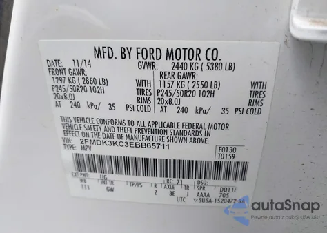 2014 Ford Edge Limited из США, поврежденный, VIN 2FMDK3KC3EBB65711